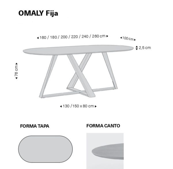 Mesa comedor ovalada OMALY